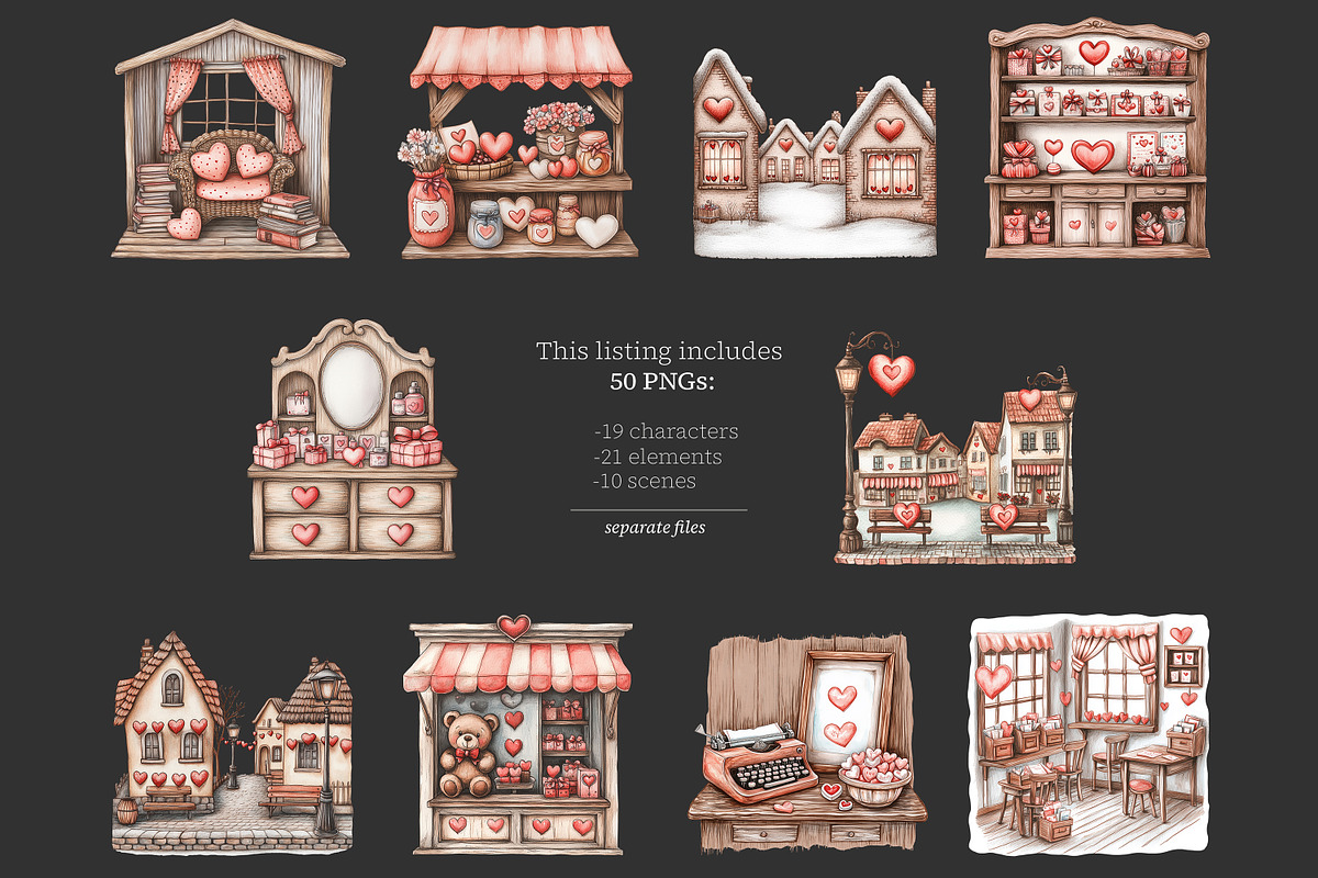 Valentines Day Clipart | Romantic PN, an Animal Illustration by GlamArtZhanna (Photo 8 of 8)