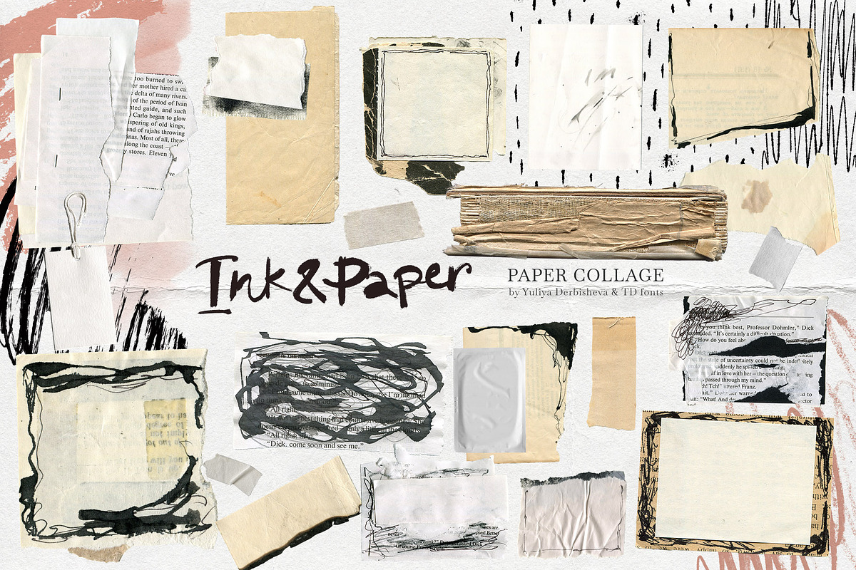Ink Paper collage elements scraps, an Object Graphic by TD fonts (Photo 8 of 13)