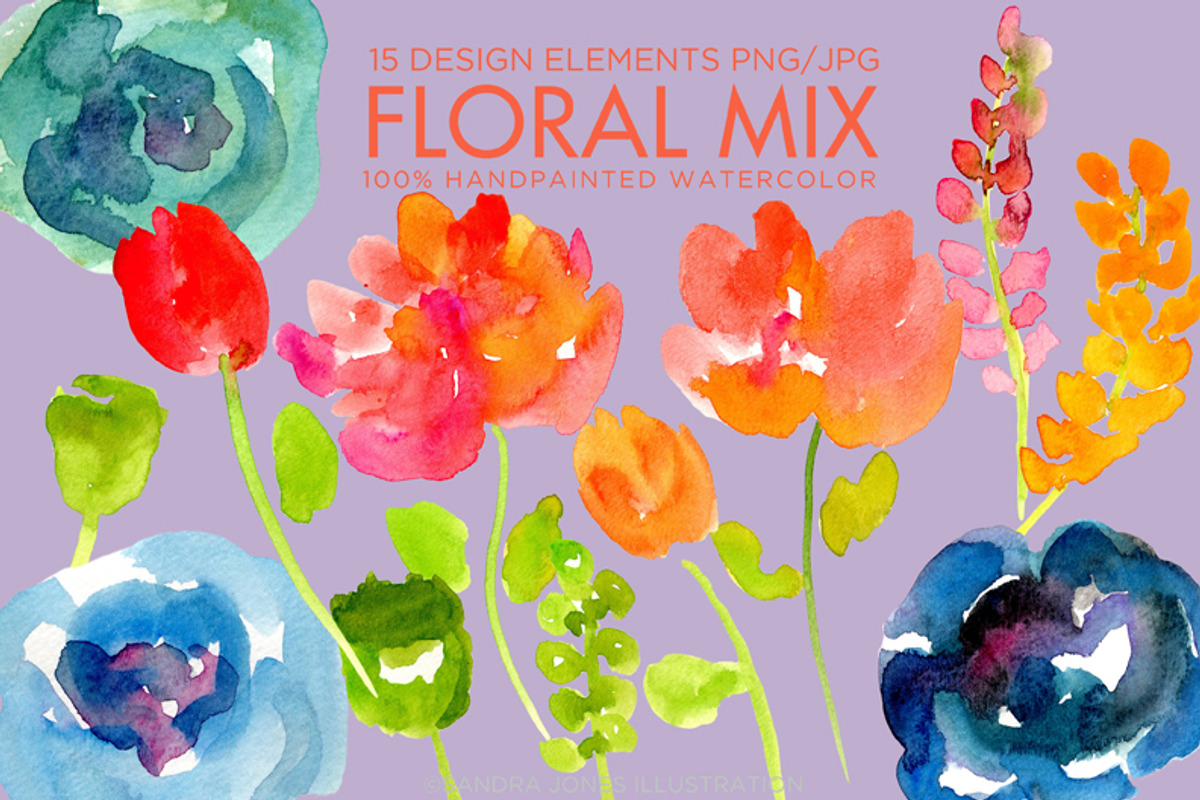 Watercolor Florals Abstract Flowers, an Illustration by Sandra Jones Art (Photo 2 of 4)