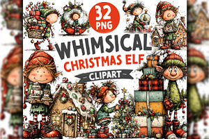 Whimsical Christmas Elf Clipart, a Person Illustration by OK Design