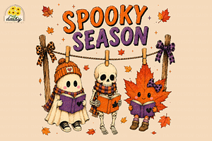 Trendy Fall Preppy Spooky Season PNG, a Seasonal Illustration by Daisy Design