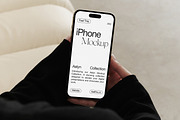 iPhone 15 Pro in Hands Mockup, an iPhone Mockup by Feel This (Thumbnail 1 of 3)