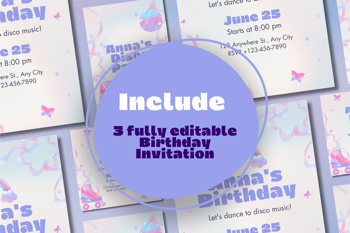 Roller Skate Party Canva Invitation, a Design Template by TemplateCastleStore (Photo 3 of 4)