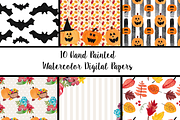 Watercolor Fall Halloween Papers, a Pattern Graphic by Emerald & Ivy Studios (Thumbnail 2 of 2)