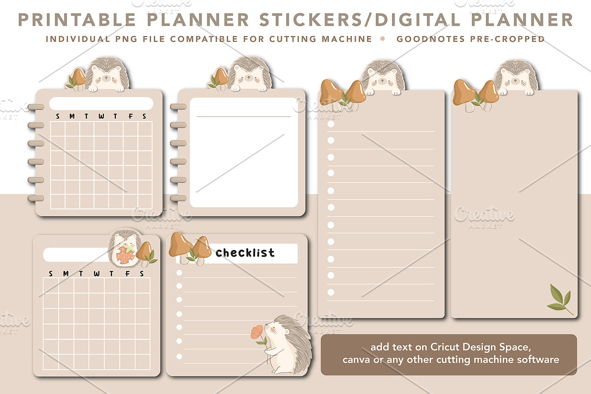 cute hedgehog digital sticker planne, a Design Template by hanacrochetdesign (Photo 1 of 7)