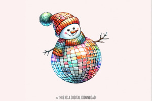 Christmas Disco Snowman Png, Retro