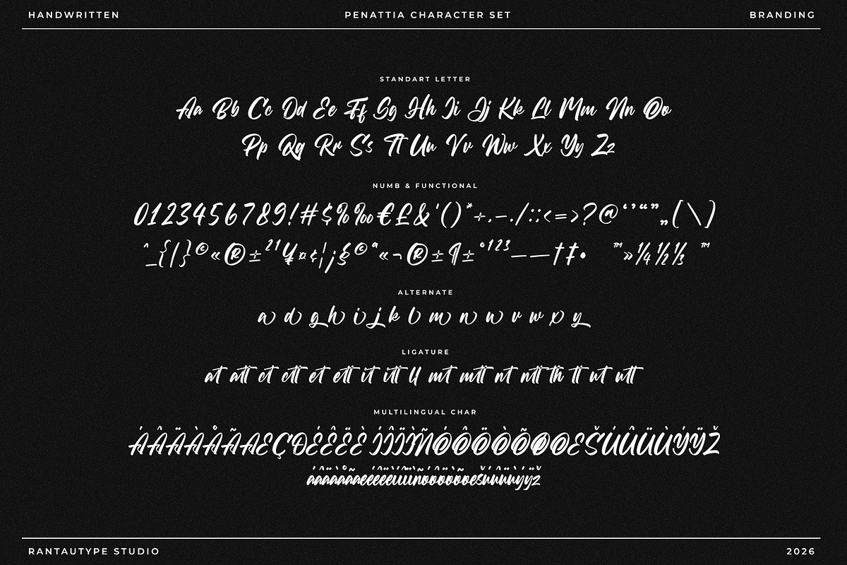 Penattia Branding Handwritten Font, a Handwritten Font by RantautypeStudio (Photo 14 of 15)