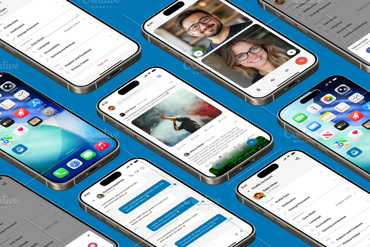 Social Media Mobile App UI Kit, an UI Kit Template by DesignBox (Photo 3 of 3)