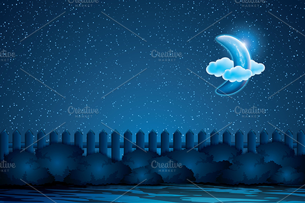 Nightly landscape with half moon, a Decorative Illustration by gigello (Photo 2 of 2)