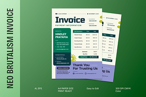 Neo Brutalism Invoice, a Print Template by MMPixelCraft