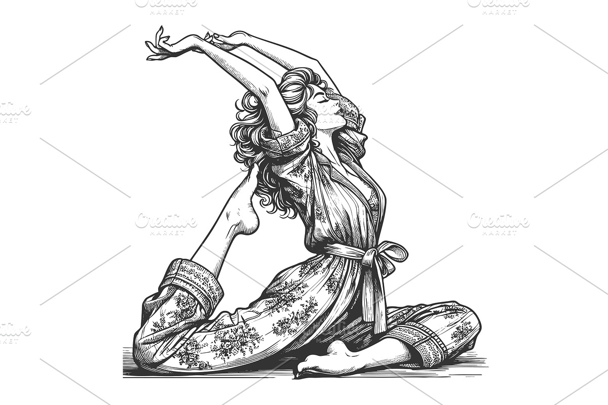 Woman Doing Yoga Pose vector, a Person Illustration by AlexArt