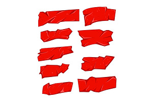 red tape set cartoon vector, an Object Illustration by pikepicture