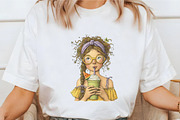 Whimsical Summer Coffee Girl Clipart, a Seasonal Illustration by designcity5 (Thumbnail 4 of 5)