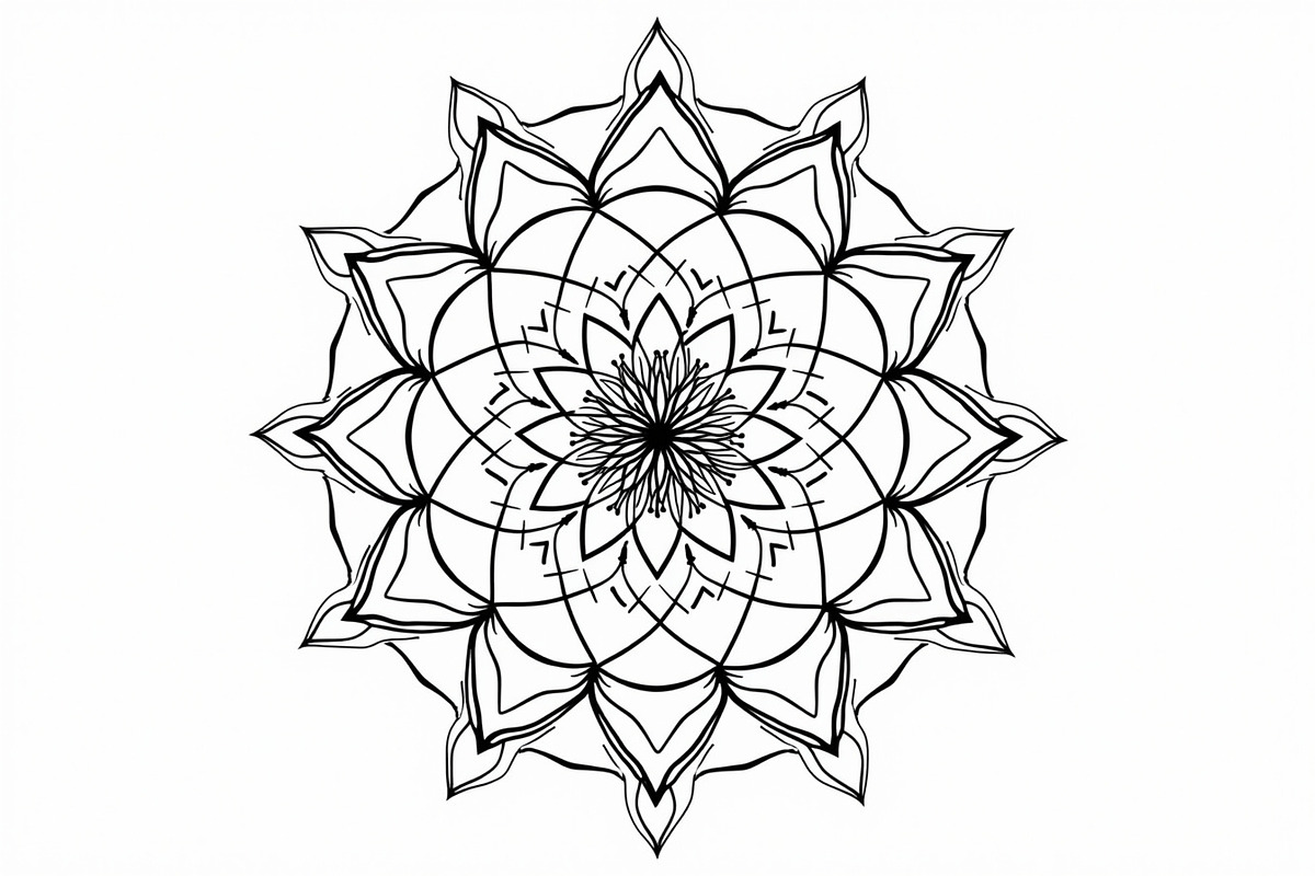 Mandala Art Line Drawing Pack, an Illustration by musafir_fashion (Photo 3 of 11)