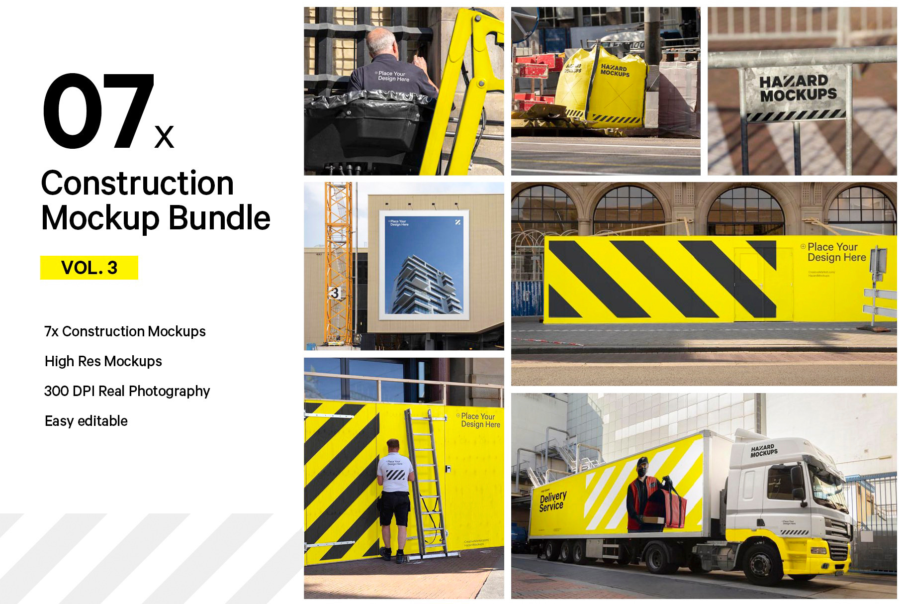 7x Construction Mockup Bundle Vol3, An Advertising Mockup By HAZARD