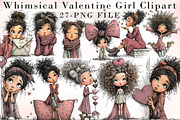 Whimsical Valentine Girl Clipart, an Illustration by Libby Wishes (Thumbnail 1 of 8)