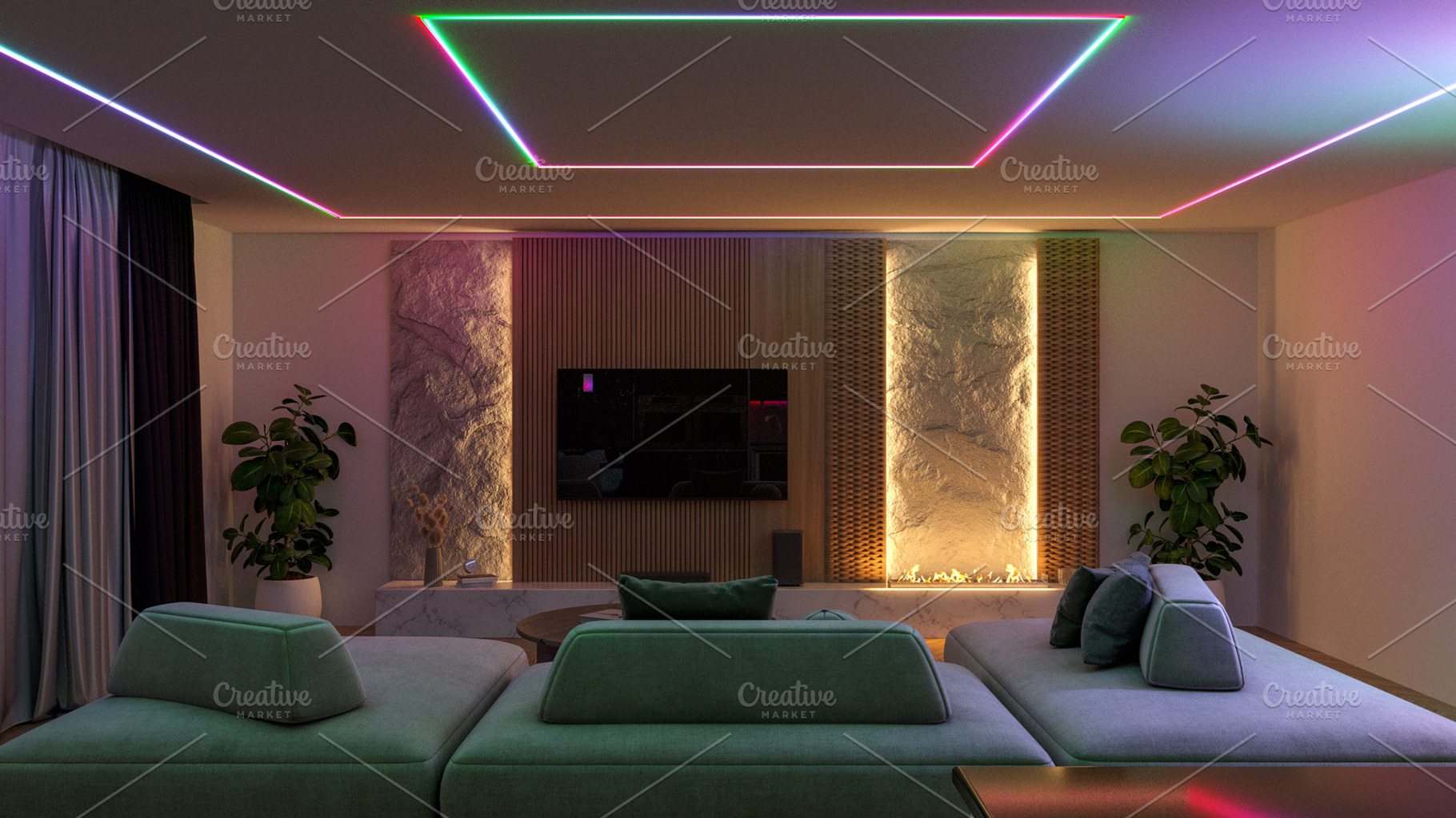 Modern living room with prominent RG, an Architecture Photo by Pozitivo