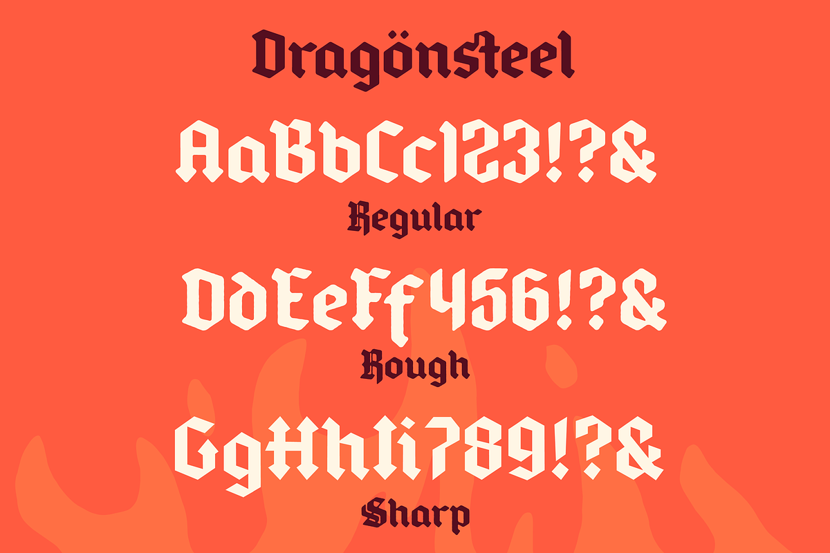 Dragönsteel — Modern-ish blackletter, a Blackletter Font by SimpleBits® (Photo 3 of 6)