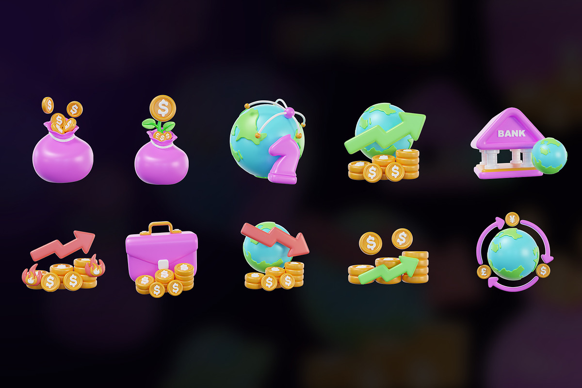 Global Economy 3D Icon Pack, an Object Graphic by Artnivora.Std (Photo 3 of 4)