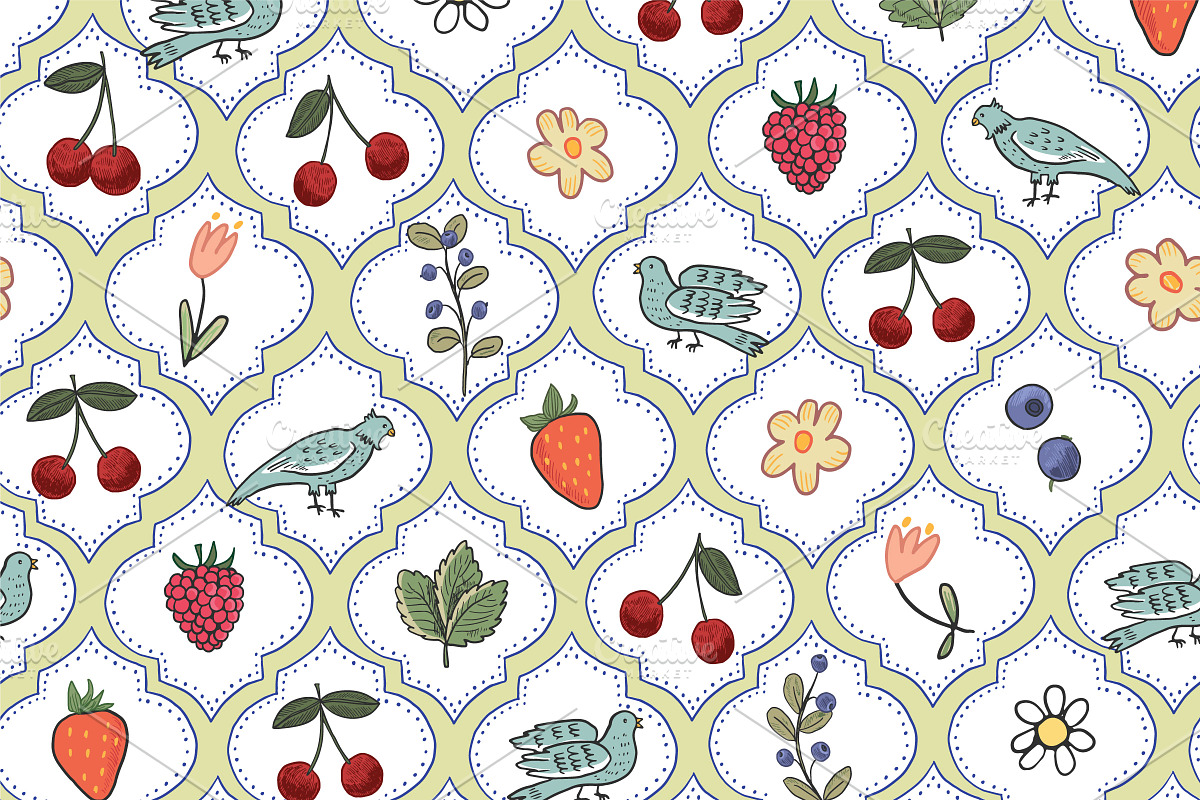 Flowers Birds Berries, a Pattern Graphic by GooseFrol (Photo 7 of 18)
