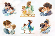 caring mom Watercolor clipart, a Seasonal Illustration by RobertsArt (Thumbnail 5 of 7)