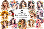 Beautiful Girl with Flowers PNG, an Illustration by SinaCreation (Thumbnail 1 of 5)