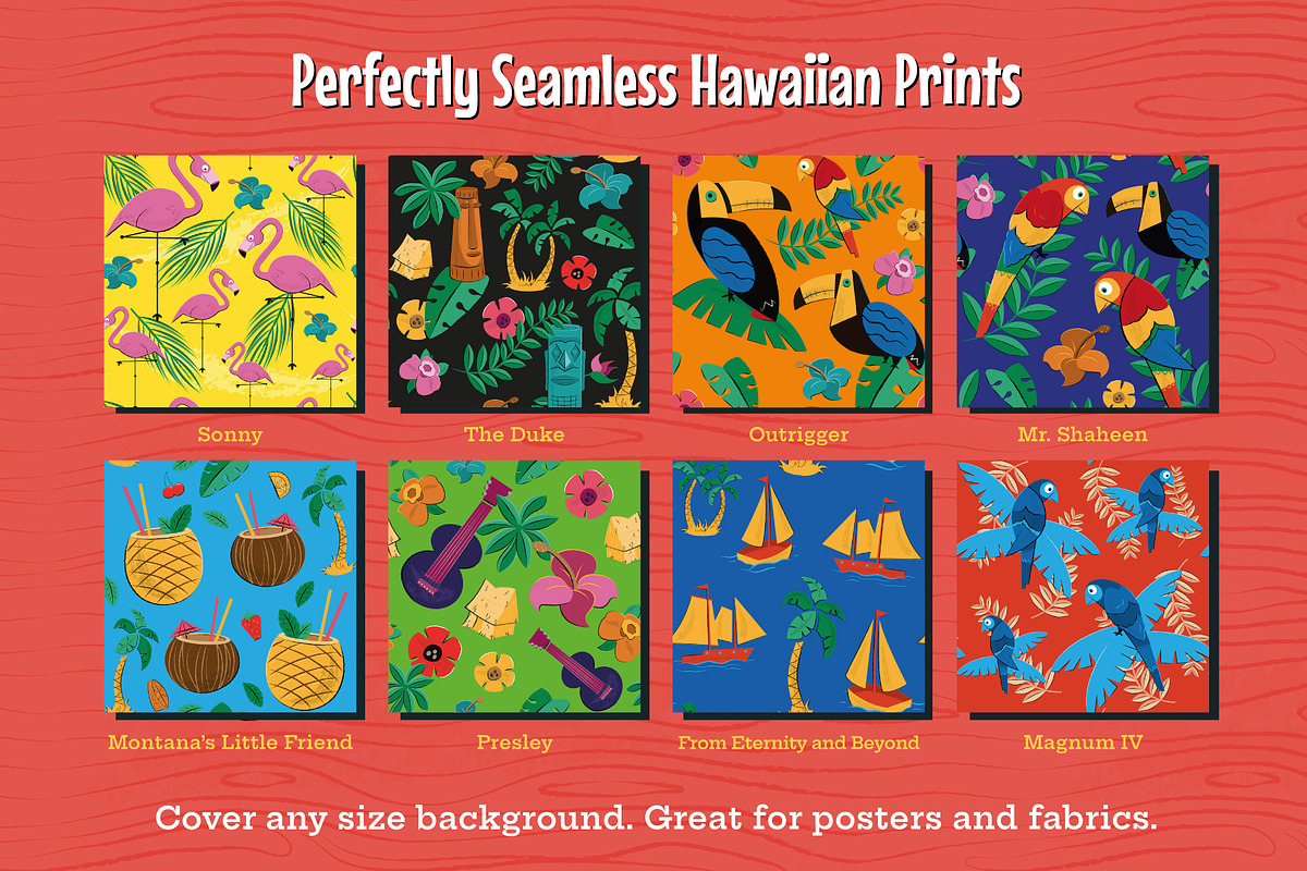 Tiki and Hawaiian Patterns, a Pattern Graphic by Wingsart Studio