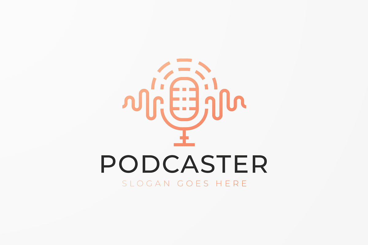 Logo Podcast Audio and Microphone, a Branding & Logo Template by Signatoro