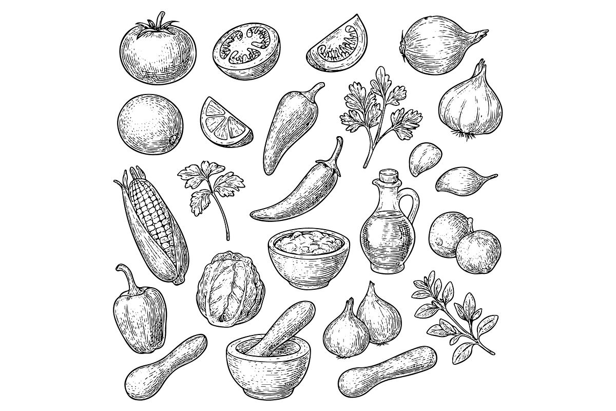 Mexican Cuisine Ingredients and Sals, an Object Graphic by RT Studio (Photo 1 of 3)