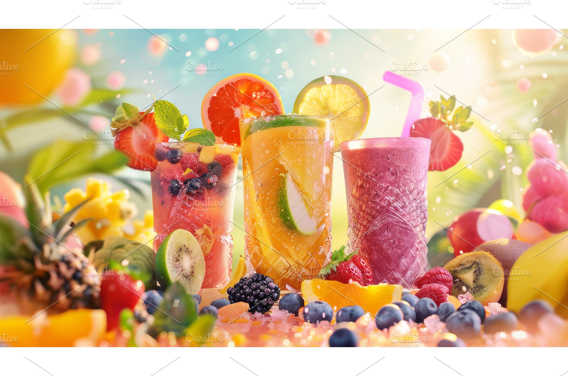 Colorful Summer Cocktails with, a Food & Drink Photo by Neirfy
