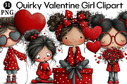 Quirky Valentine Girl Clipart, an Illustration by Daily.Designs (Thumbnail 1 of 5)