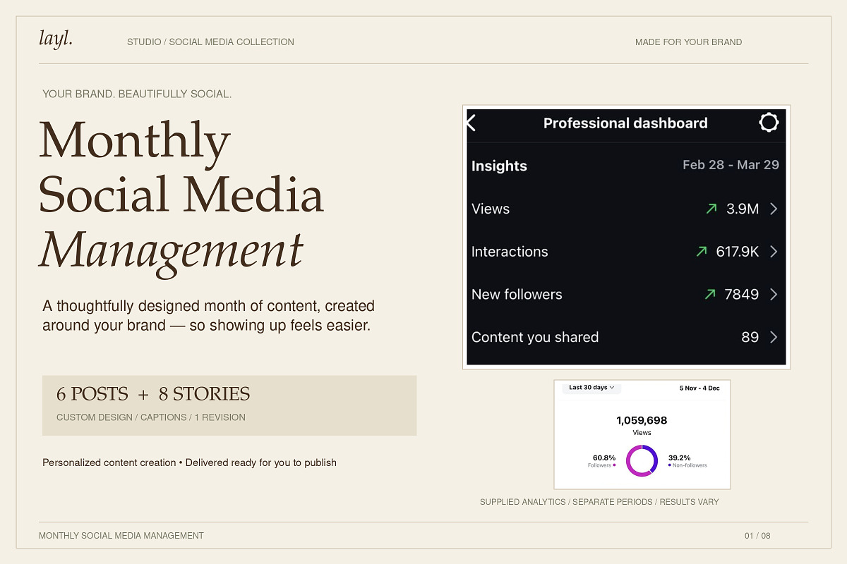 1 Month Social Media Management, a Social Media Template by Layl Atelier (Photo 1 of 8)