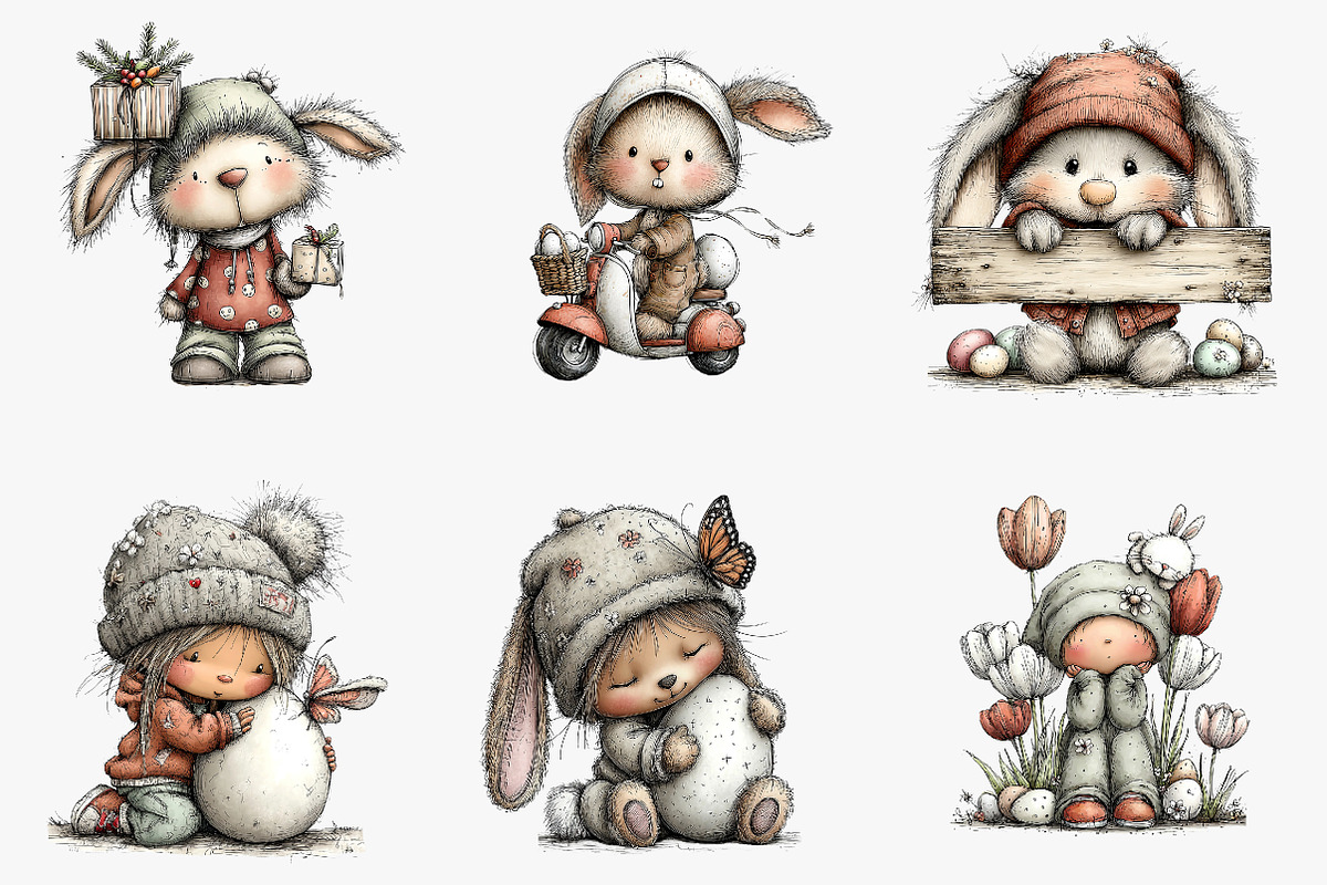 Bunny gnome watercolor clipart, an Illustration by CreationArt (Photo 5 of 5)