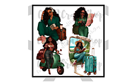Black Woman Travel Clipart, an Illustration by CraftCrateShop (Thumbnail 7 of 7)