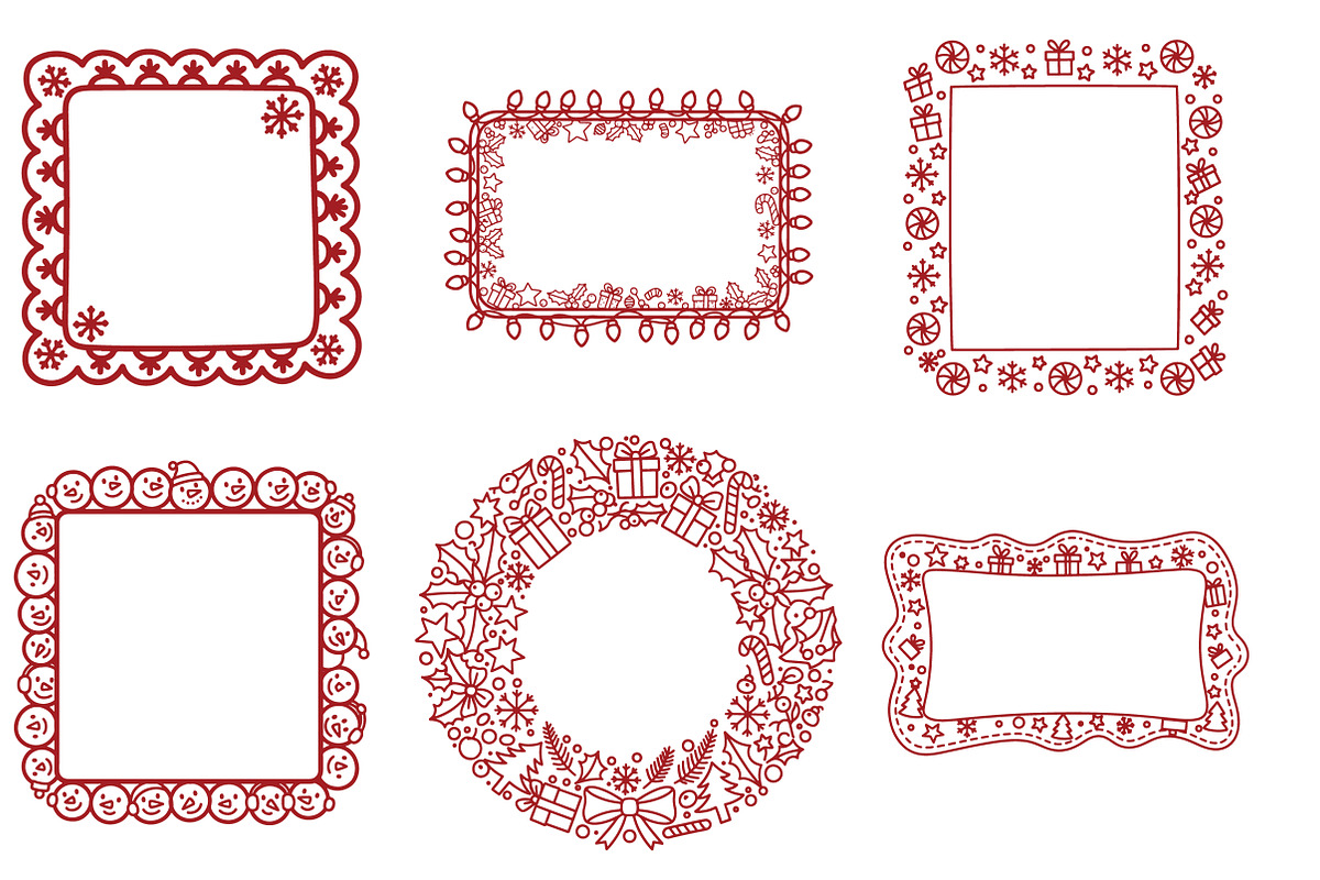 Doodle Christmas Frame SVG PNG Bundl, an Illustration by Daily.Designs (Photo 2 of 4)