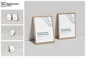 Wooden Frame Poster Mockup