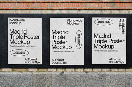 Madrid Triple Poster Mockup