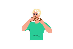 Young man touching pimple on face, a Person Illustration by pikepicture