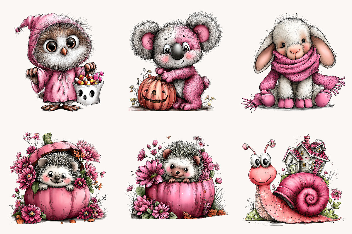 Whimsical Halloween Animals Clipart, a Seasonal Illustration by Designworld (Photo 6 of 10)