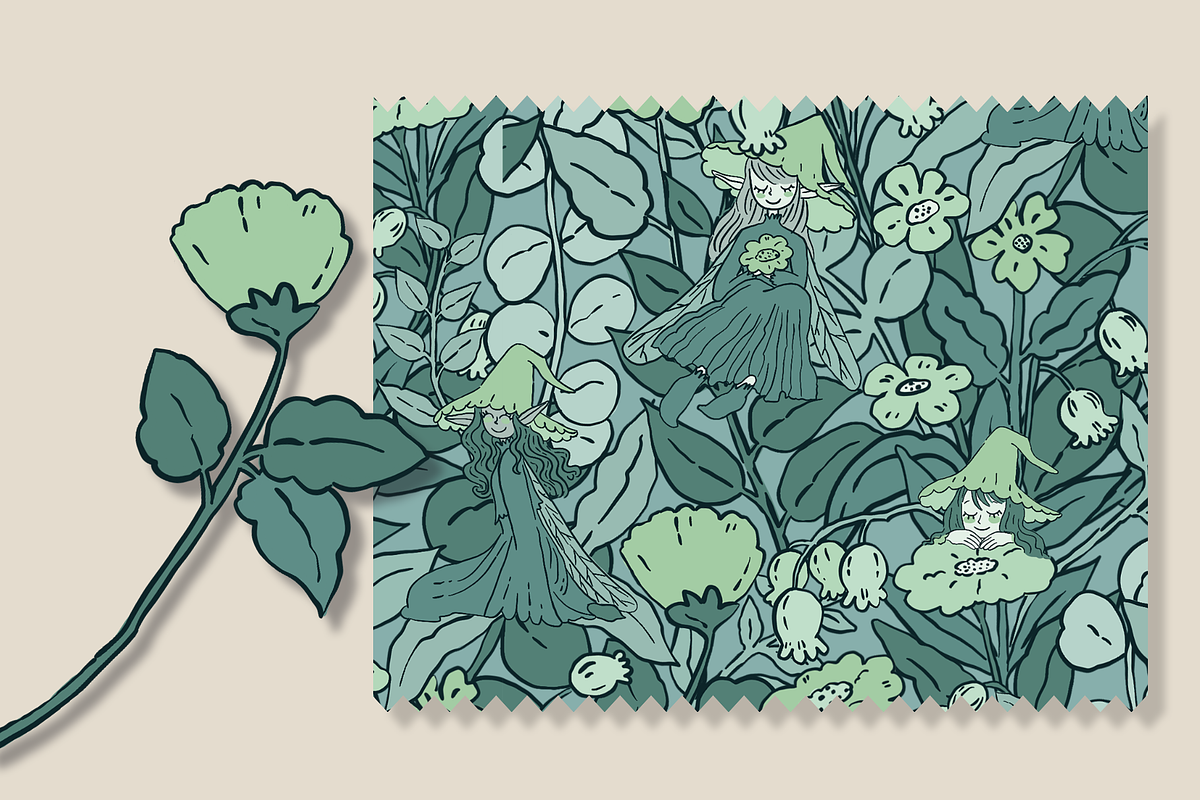 Green Camouflage Fairies Pattern, a Pattern Graphic by Lady Bruniere Design (Photo 5 of 14)