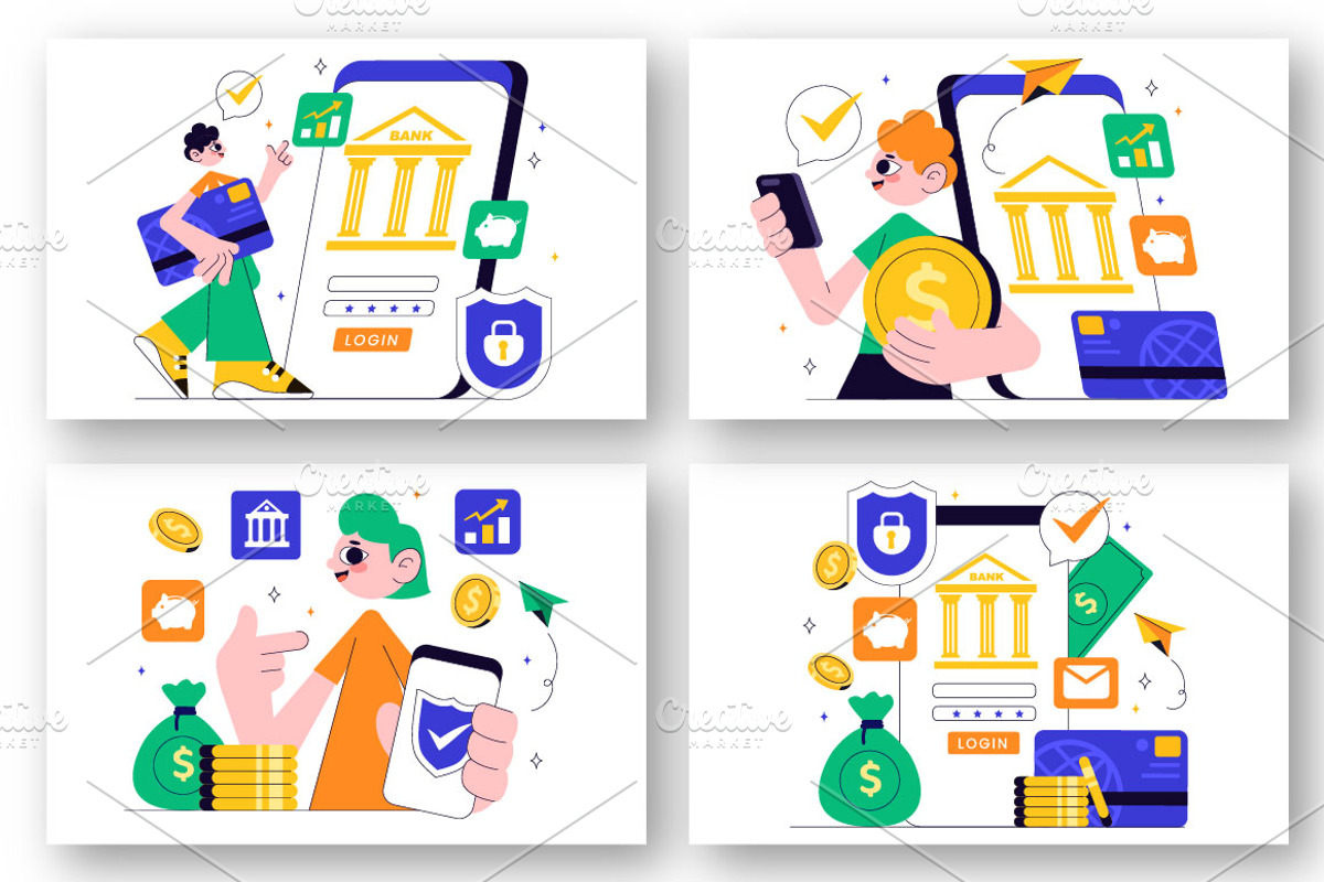 10 Online Banking Illustration, a Finance Illustration by denayunebgt (Photo 3 of 4)