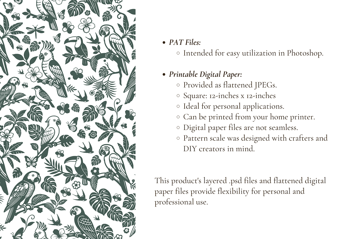 Tropical Parrot Toile de Jouy Print, a Background Graphic by Hughes Studio (Photo 7 of 8)