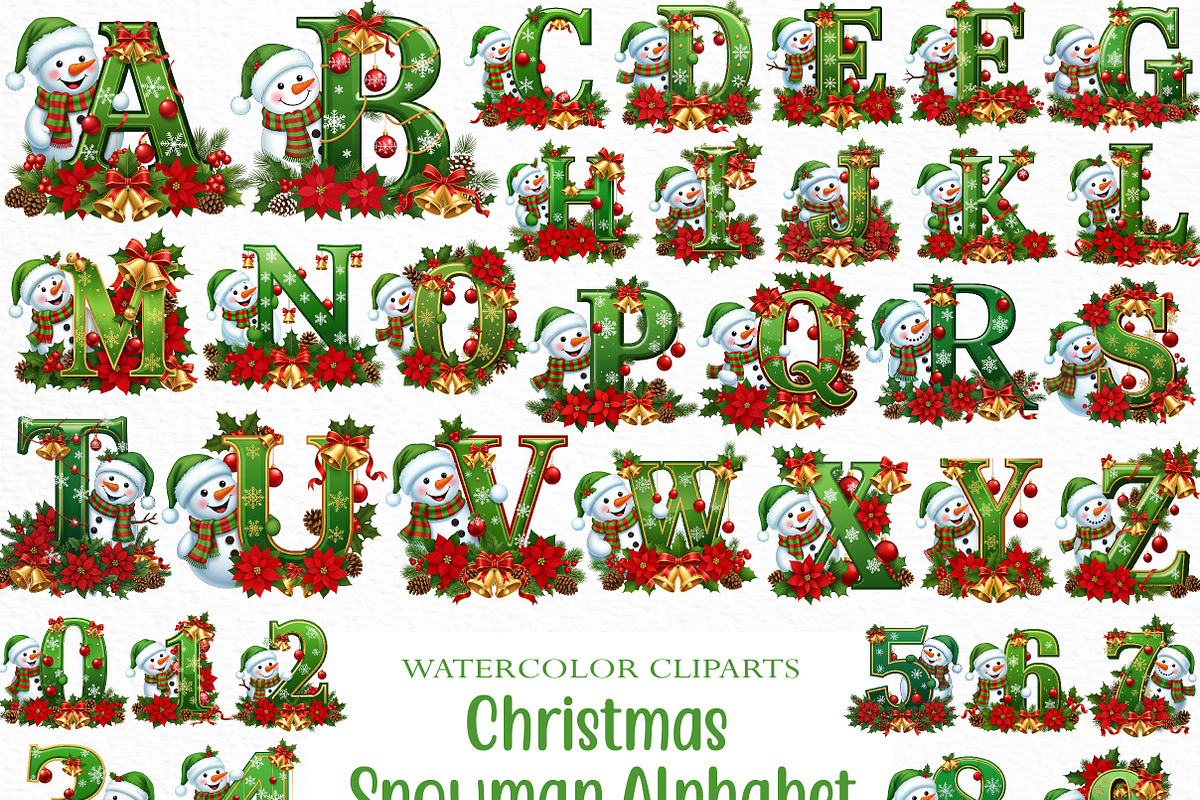 Christmas Snowman Alphabet PNG, an Illustration by Craft Nest (Photo 1 of 6)