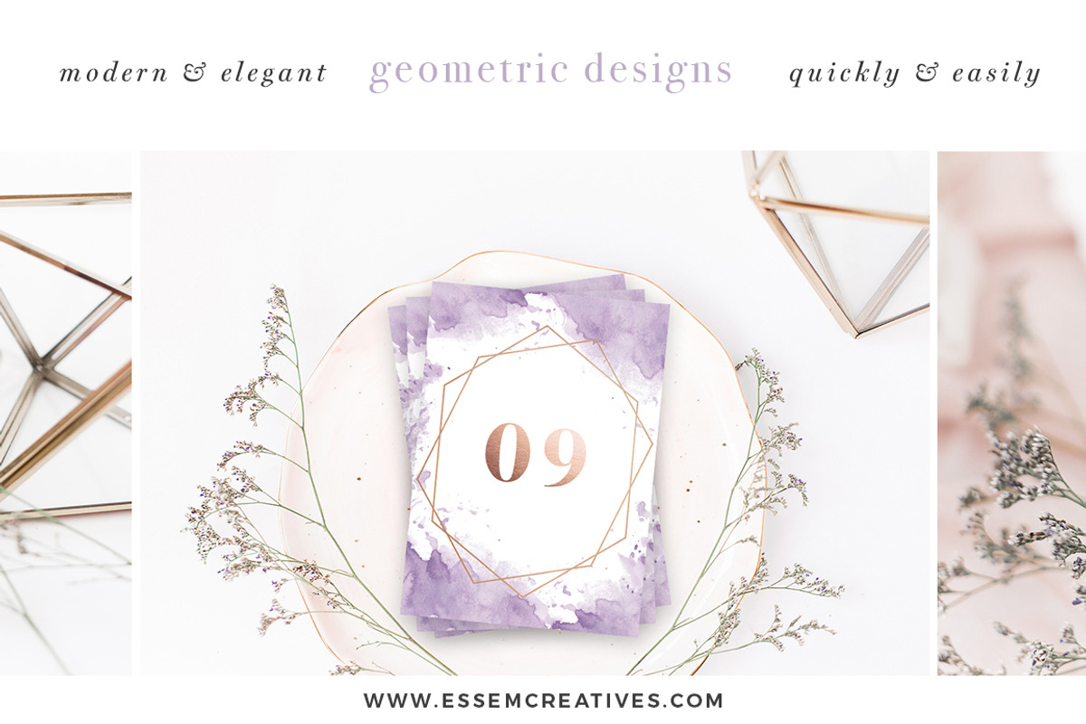 Rose Gold Geometric Watercolor, an Illustration by Essem Creatives (Photo 3 of 6)