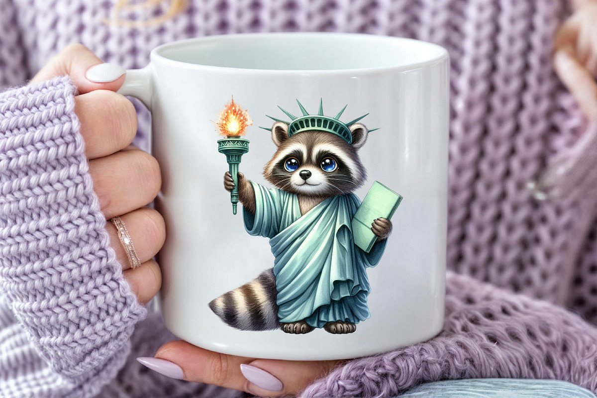 Cartoonish Patriotic Raccoon Clipart, an Illustration by Pixels.Craft (Photo 4 of 7)