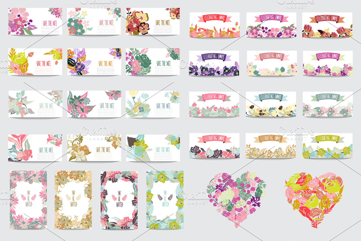 123 Floral Cards Set, a Card Template by Sunset&Sea Design (Photo 4 of 4)