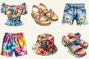 Watercolor Summer Fashion Clipart, an Illustration by OK Design (Thumbnail 3 of 5)