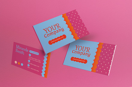 Blue Feminine Business Card, a Business Card Template by graphicook