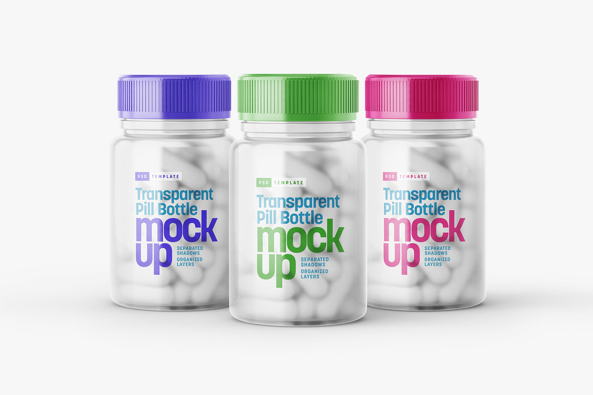 Transparent Pill Bottle Mockup Set, a Cups & Container Mockup by Deeplab (Photo 9 of 10)