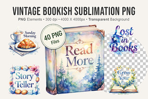Vintage Bookish Sublimation PNG, an Illustration by Artnoy